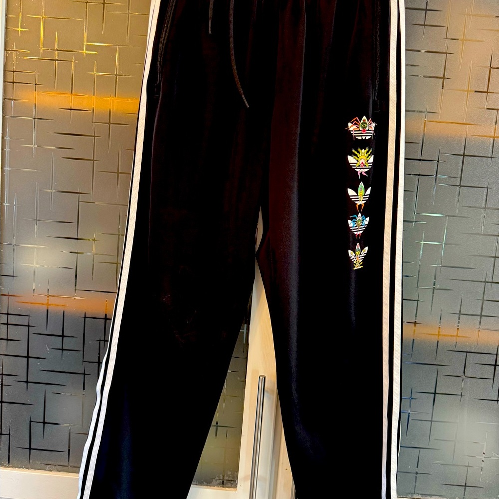 Men’s Adidas Track Pants with graphic design by Keiichi Tanaami